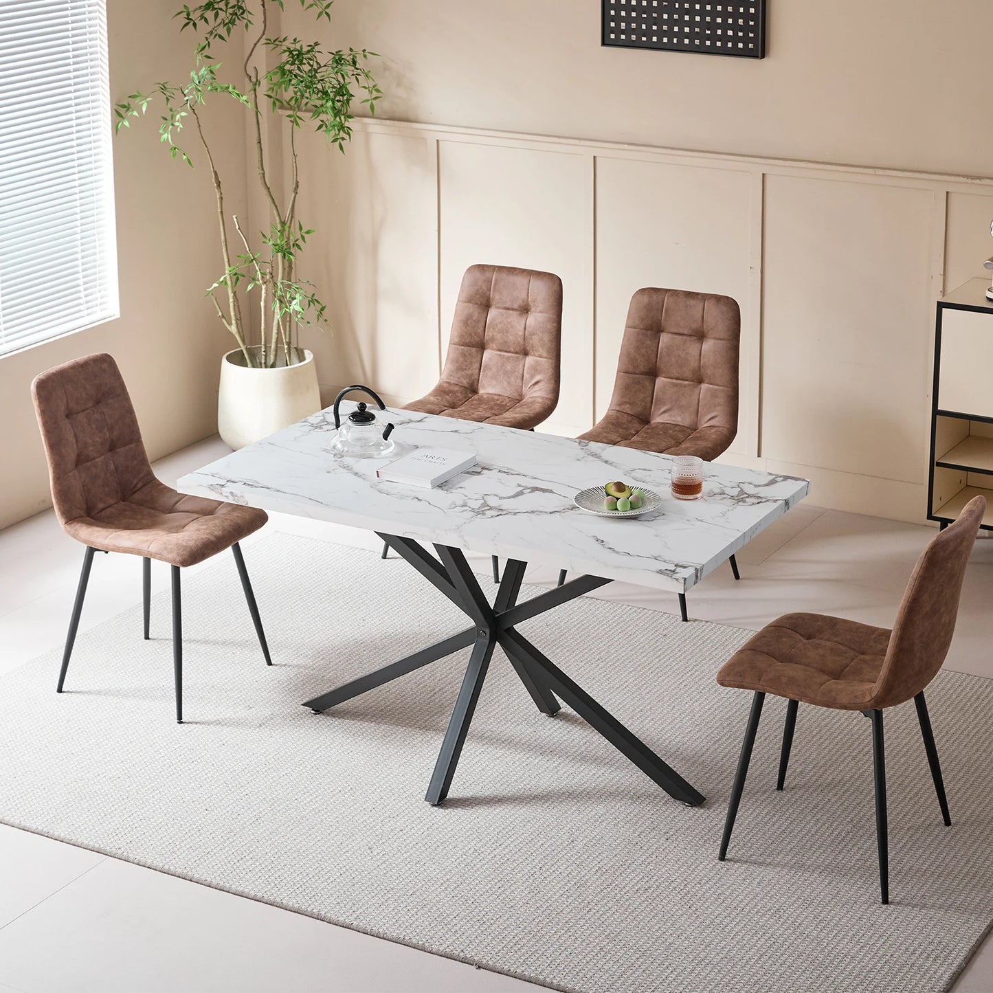 Table de salle à manger Thérèse — marbre, rectangulaire