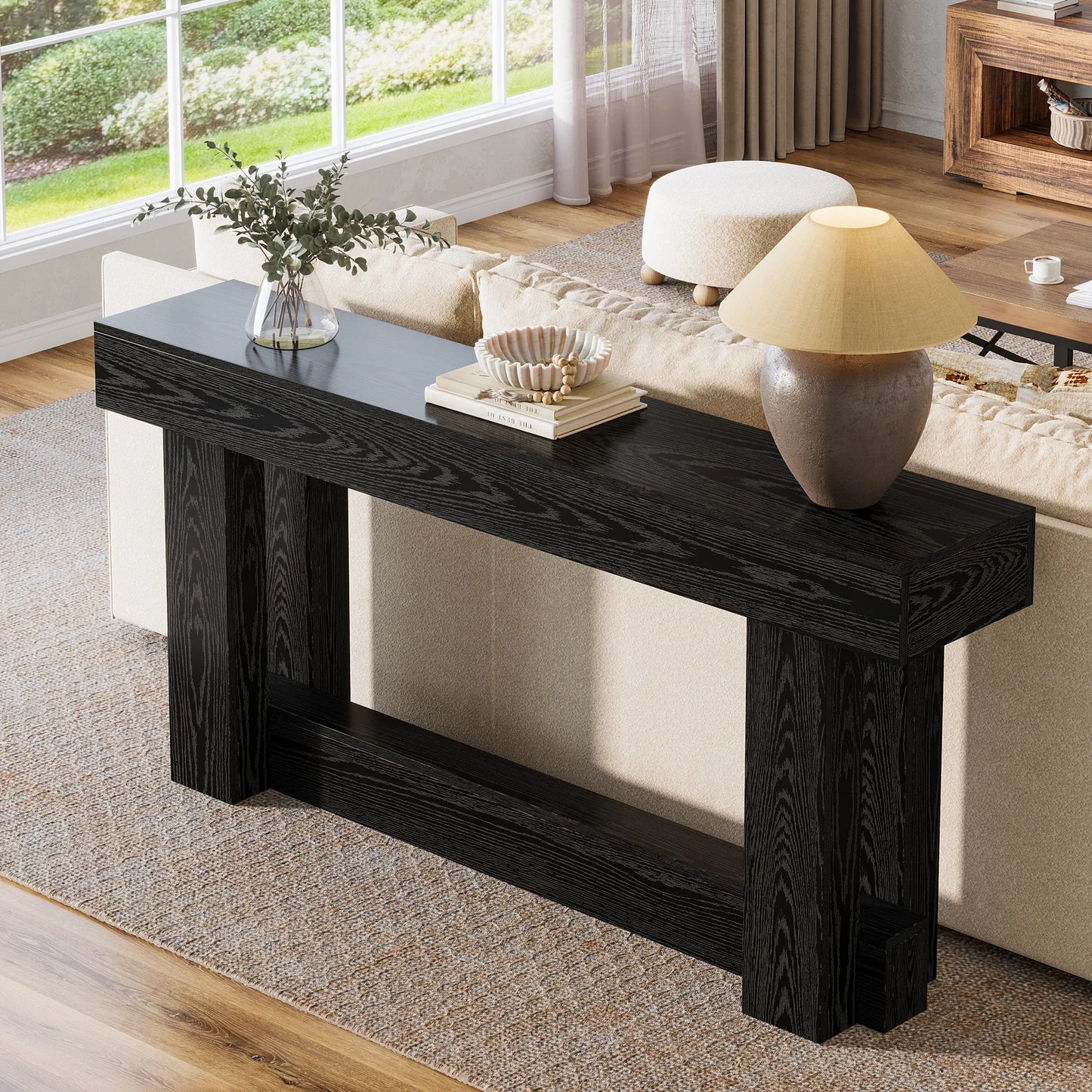 Console Géraldine — finition noir, bois, style industriel