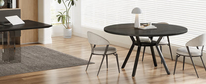 Table de salle à manger Jonathan — bois, métal, rangement intégré, ronde