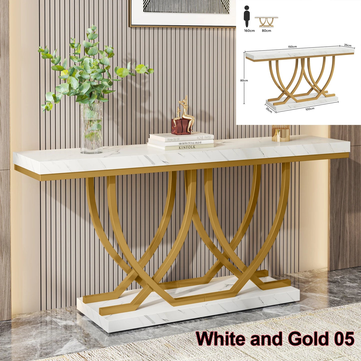 Console Maxime — finition dorée, design contemporain