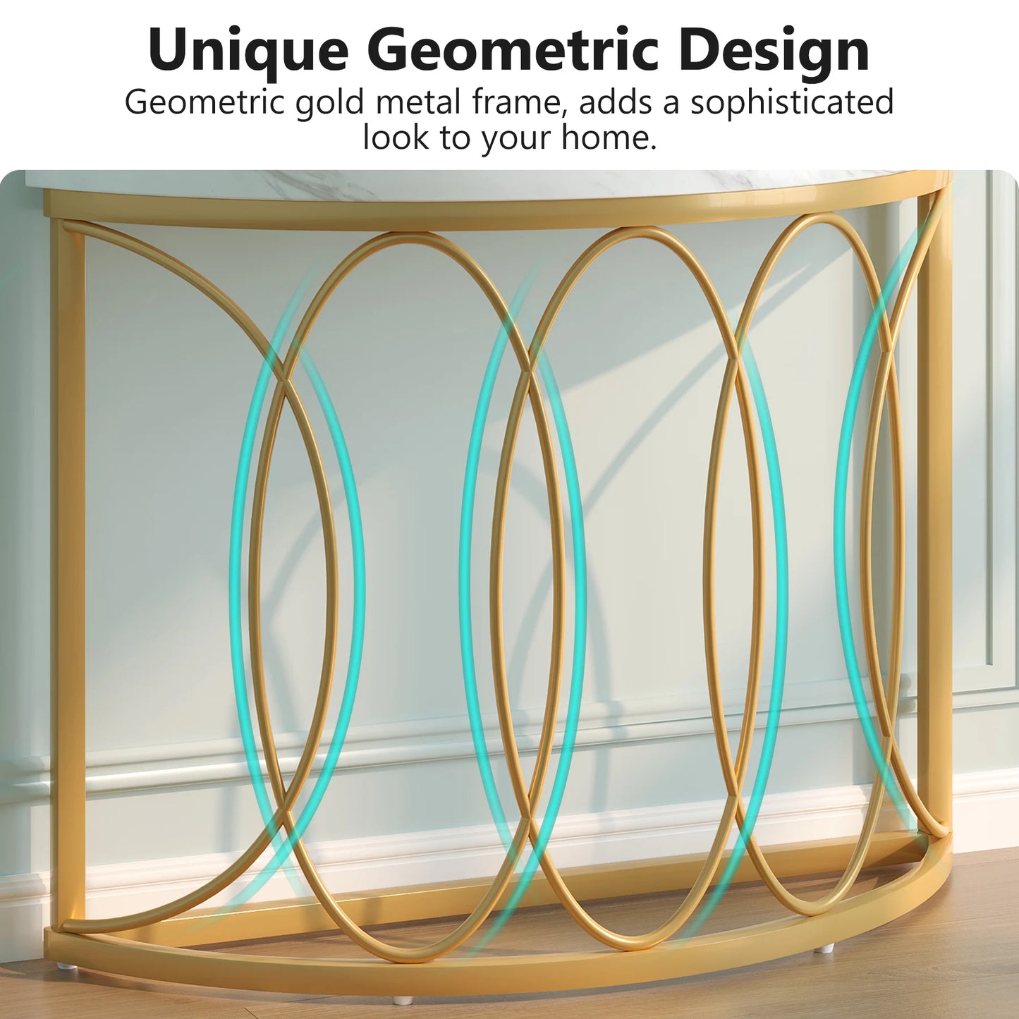Console Michaël — finition dorée, métal, design contemporain