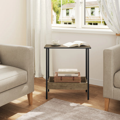 WOLTU Side Table Coffee Table with 2 Shelves Sofa Console Table with Storage Space for Living Room Living Room Cozy Corner