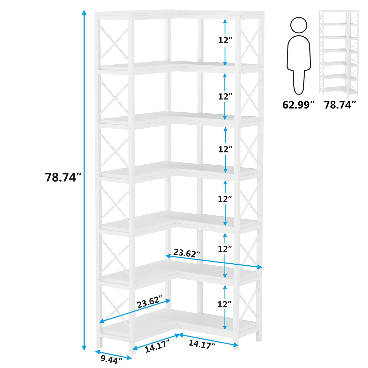 Bibliothèque Hadrien — métal, design contemporain, rangement intégré, 7 niveaux