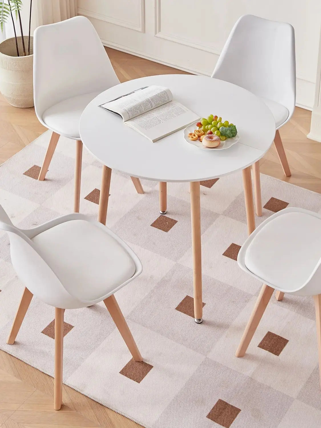 Table basse Gaëlle — finition blanche, bois, style nordique, ronde