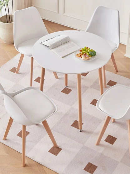 Table basse Gaëlle — finition blanche, bois, style nordique, ronde