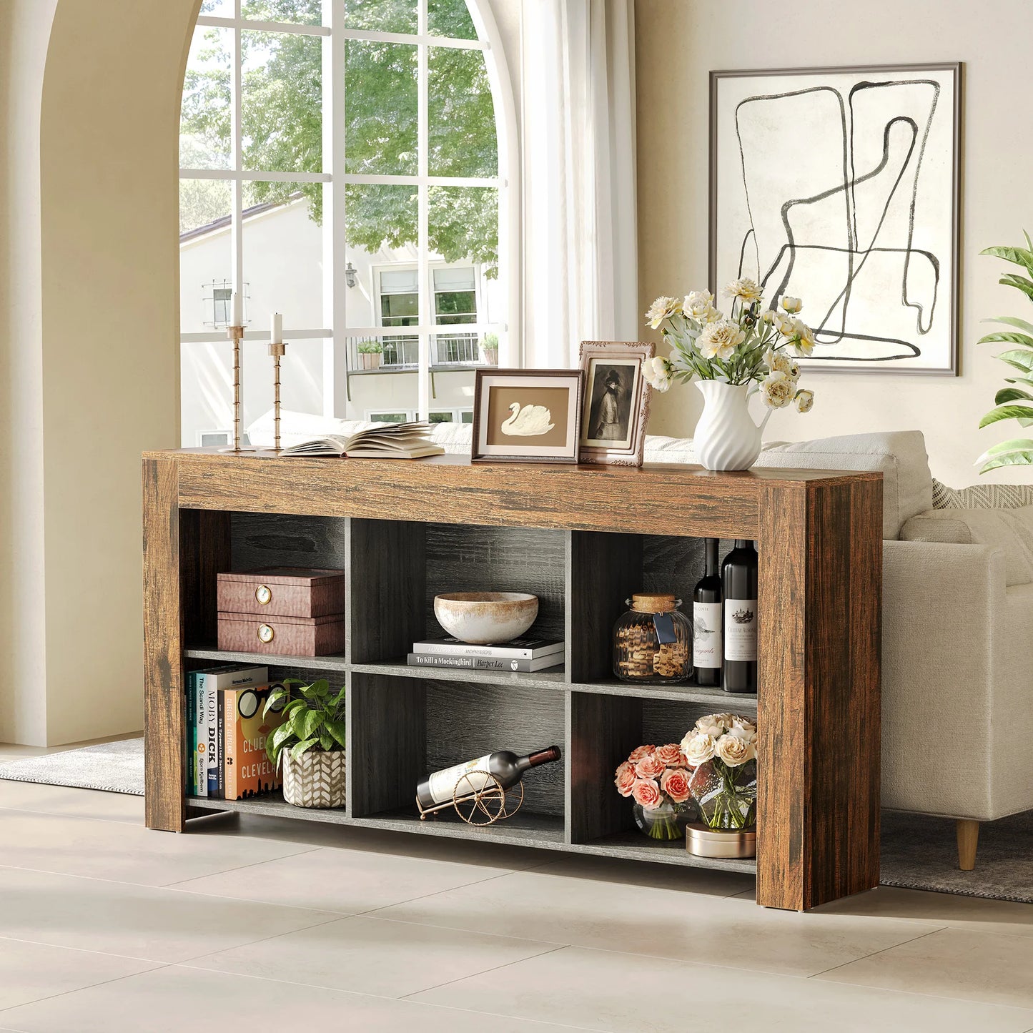 Console Antoine — bois, style industriel, rangement intégré