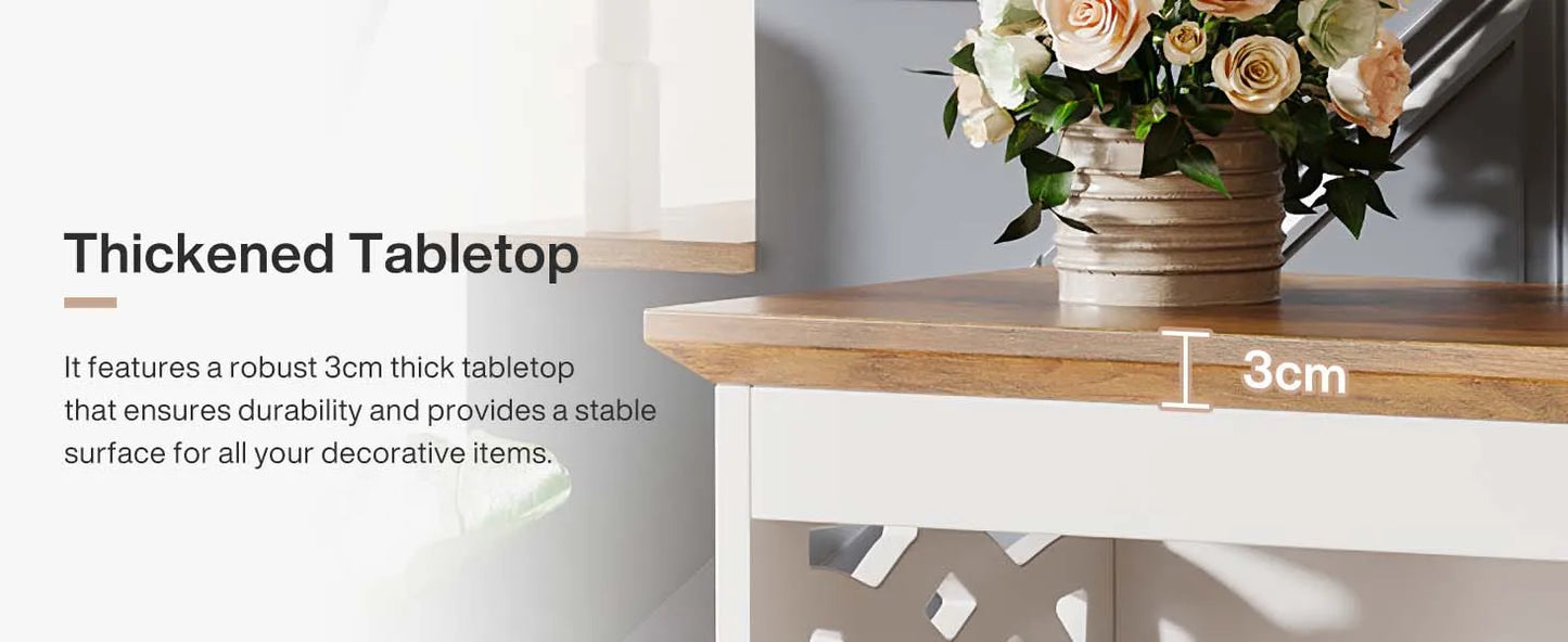 Console Sylvain — finition blanche, design contemporain, rangement intégré, 3 niveaux