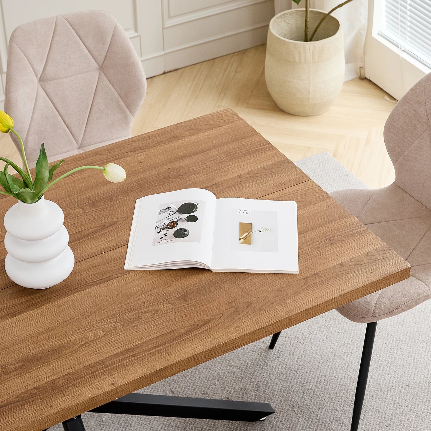 Table de salle à manger Madeleine — métal, design contemporain, rectangulaire