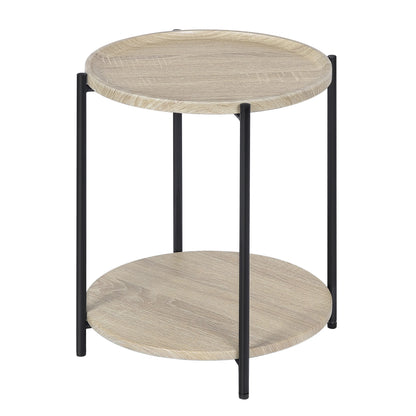 WOLTU Round Coffee Table with 2 Shelves Removable Table Top Sofa Telephone Tea Bedside Table for Living Room Bedroom Home