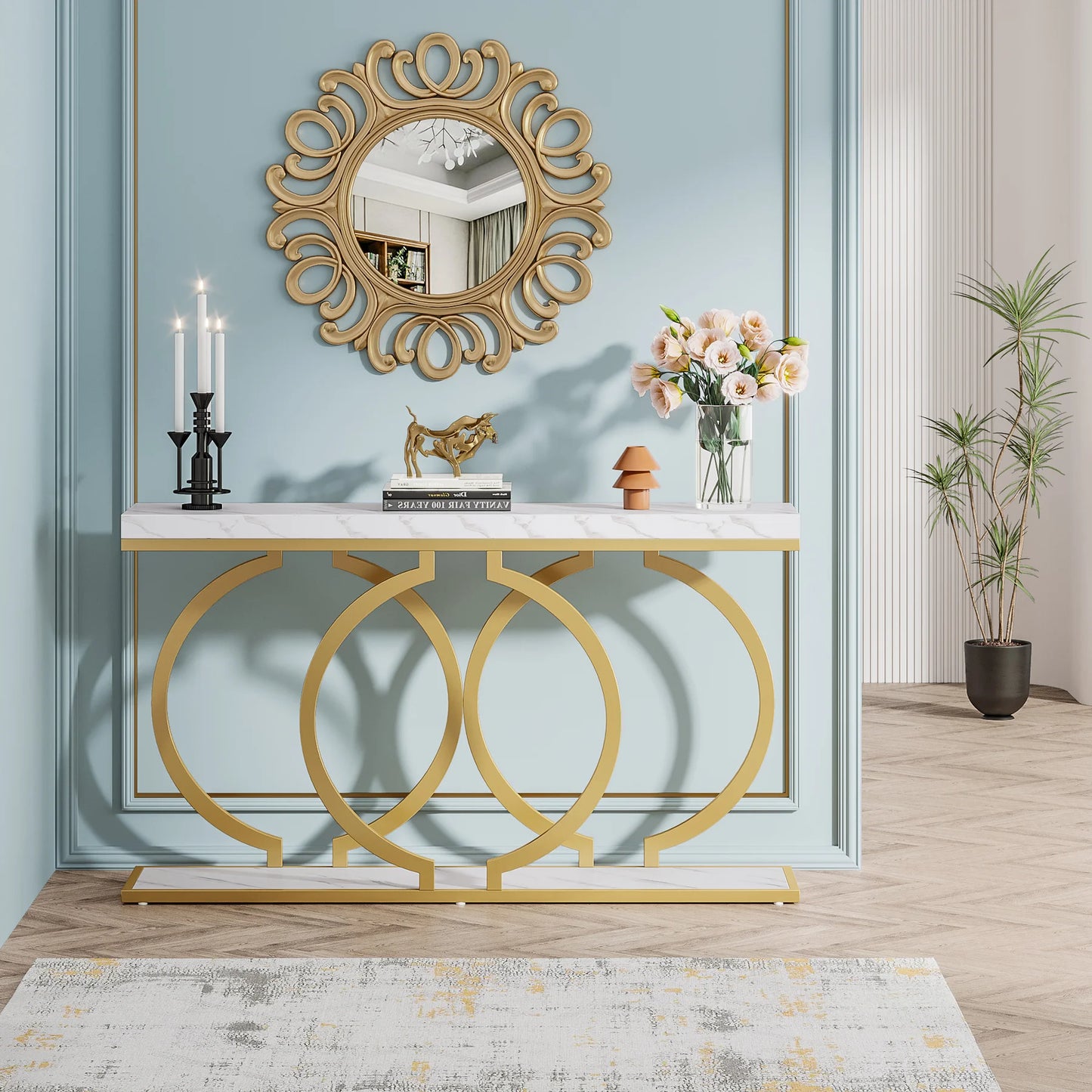 Console Maxime — finition dorée, design contemporain