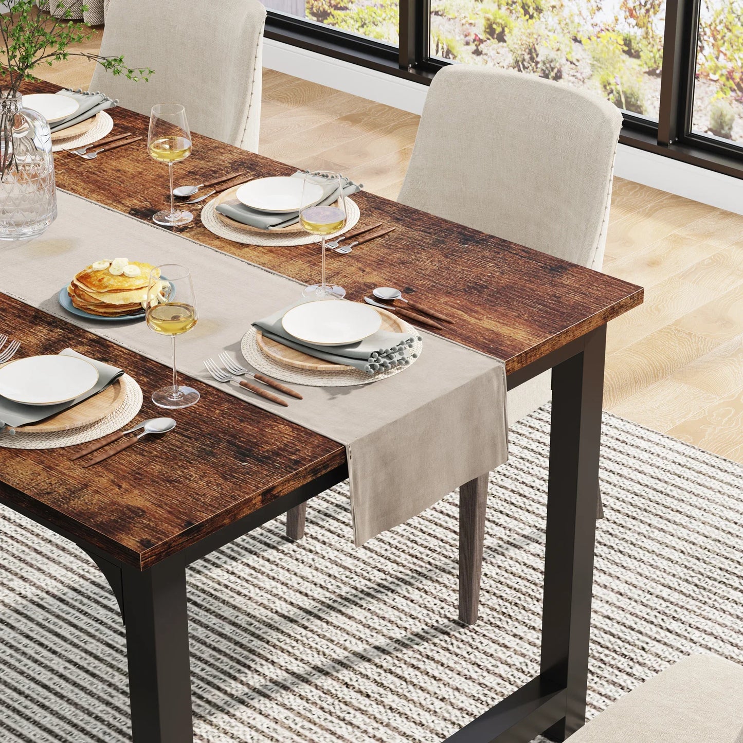 Table de salle à manger Gabriel — style industriel, rectangulaire