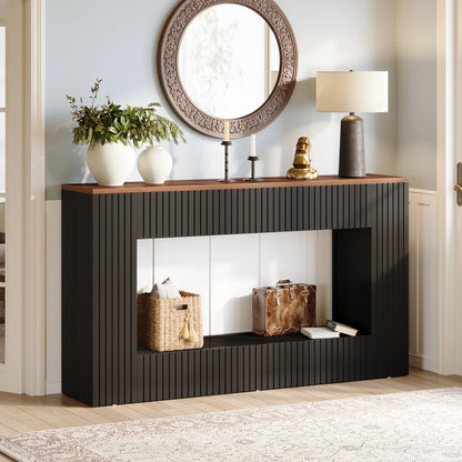 Console Damien — finition noir, bois, design contemporain, rangement intégré