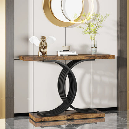 Console Axel — finition dorée, bois, marbre, métal