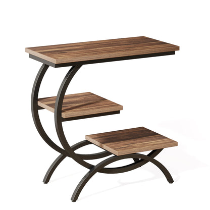 Table d'appoint Tanguy — bois, style industriel, rangement intégré, 3 niveaux