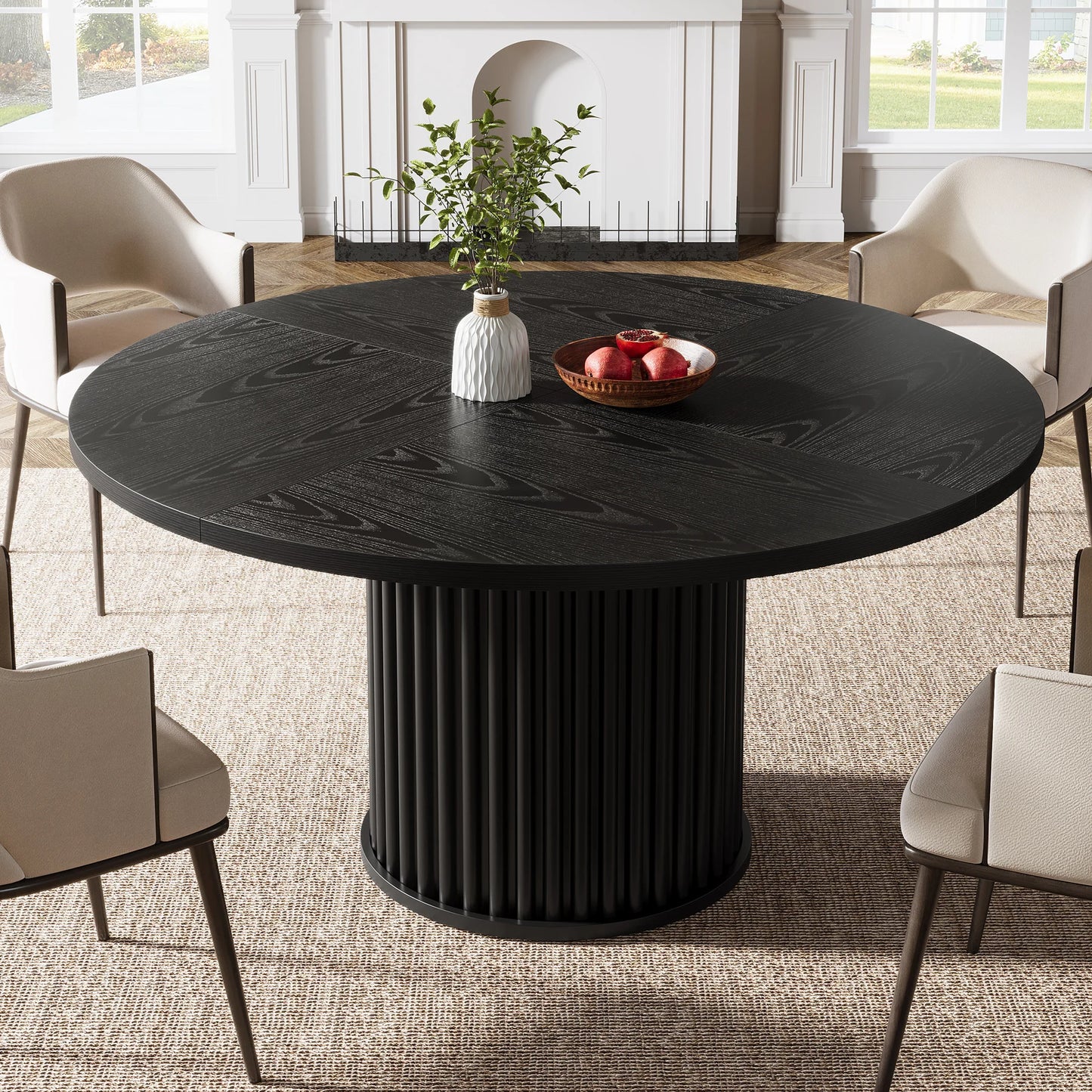 Table de salle à manger Jacinthe — finition noir, métal, ronde