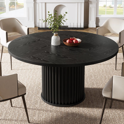 Table de salle à manger Jacinthe — finition noir, métal, ronde