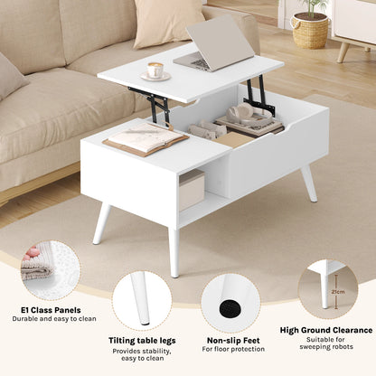 WOLTU Height-Adjustable Coffee Table Living Room Table with Hidden Storage Lifting Board Folding Table for Side Sofa Decor Home