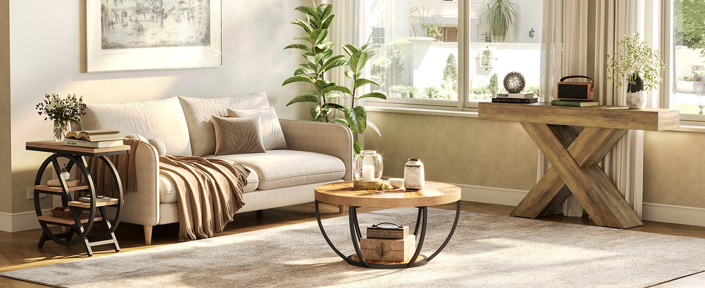 Console Rémi — finition marron, style rustique