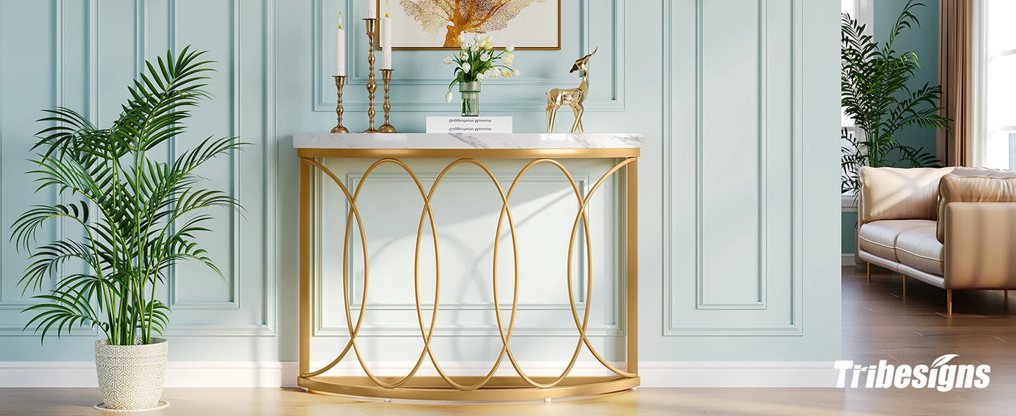 Console Michaël — finition dorée, métal, design contemporain