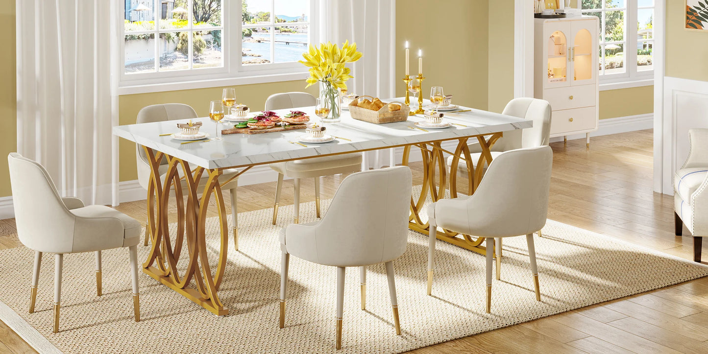 Table de salle à manger Quentin — marbre, design contemporain, rectangulaire