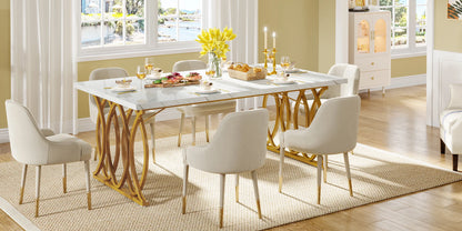 Table de salle à manger Quentin — marbre, design contemporain, rectangulaire
