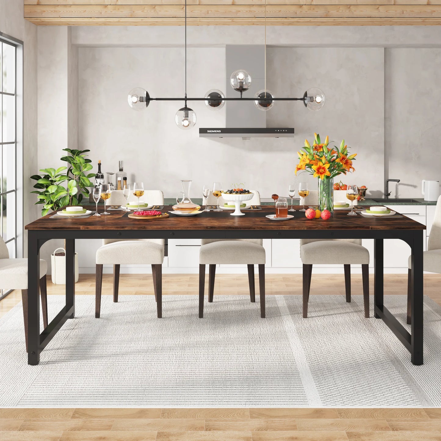 Table de salle à manger Gabriel — style industriel, rectangulaire