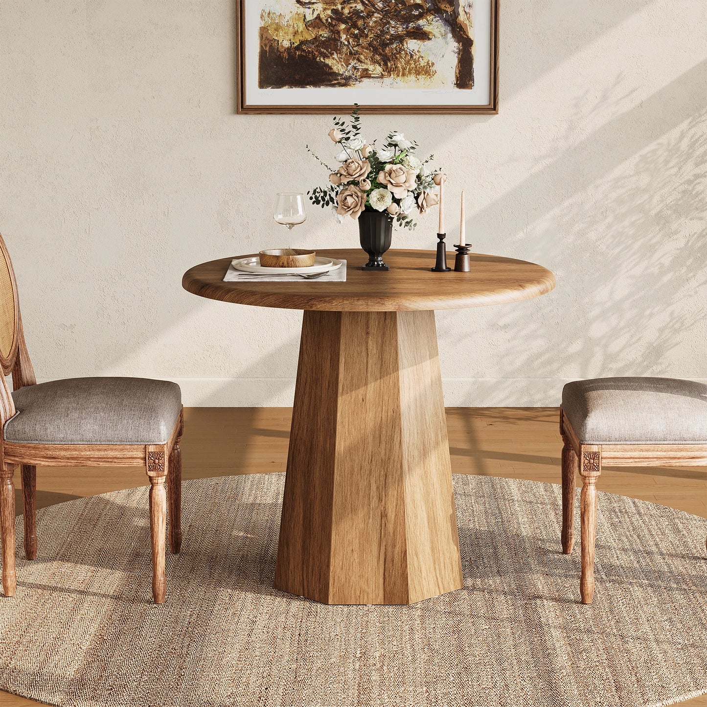Table de salle à manger Ulysse — finition marron, ronde