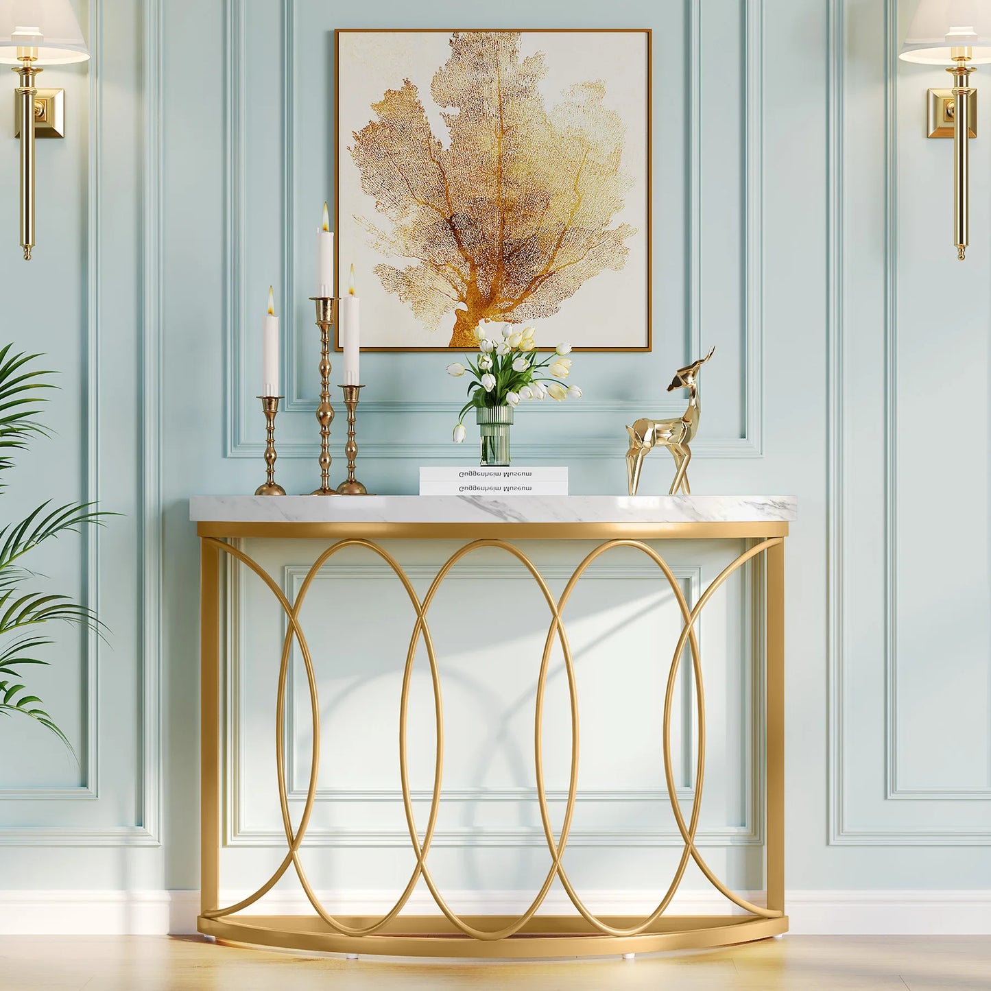 Console Michaël — finition dorée, métal, design contemporain