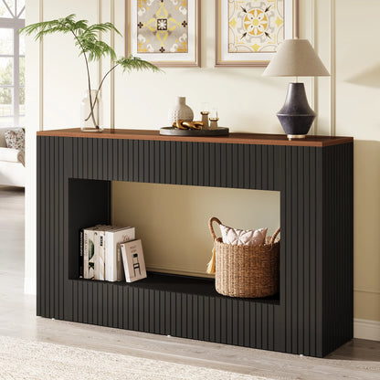 Console Damien — finition noir, bois, design contemporain, rangement intégré