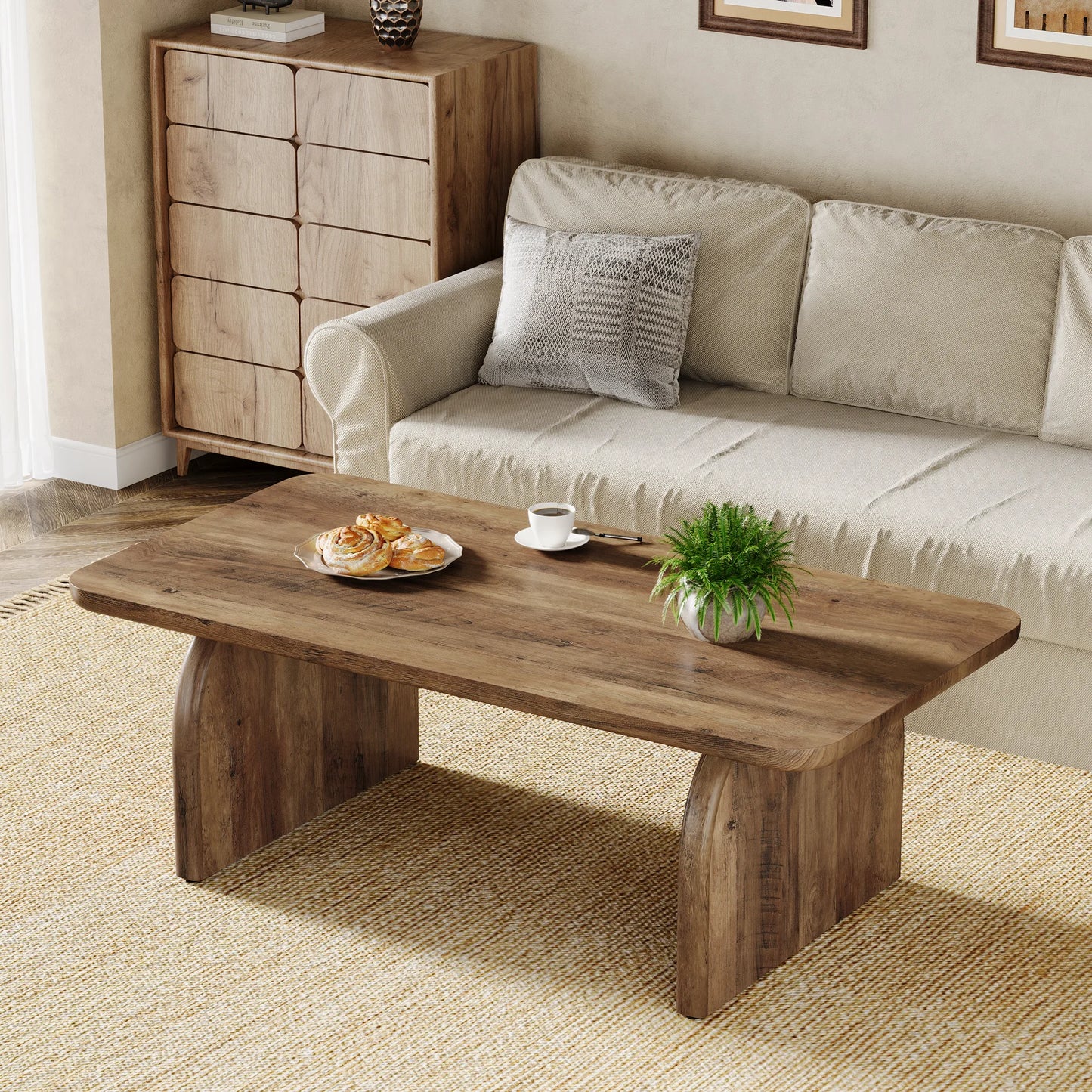Table basse Adrien — bois, style rustique, rectangulaire