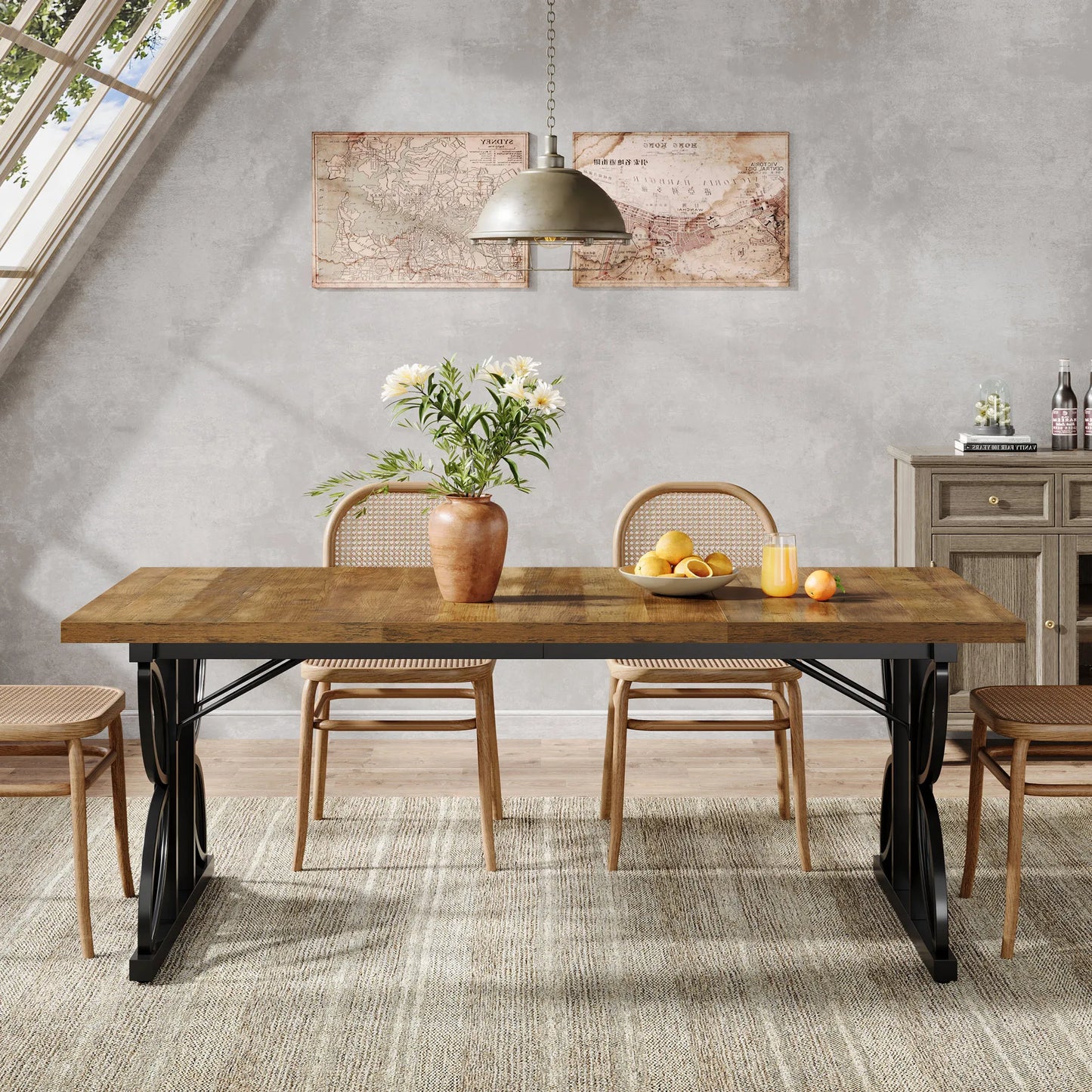 Table de salle à manger Florent — métal, rectangulaire