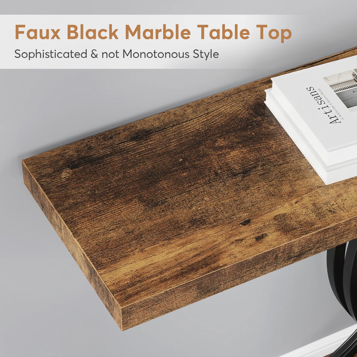 Console Axel — finition dorée, bois, marbre, métal