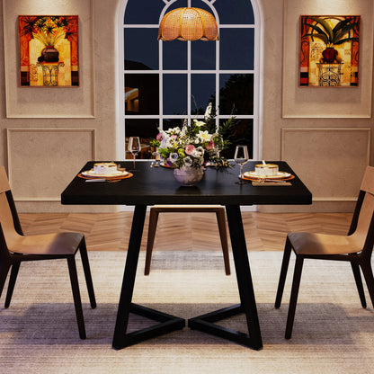 Table de salle à manger Astrid — bois, métal, style industriel, carrée