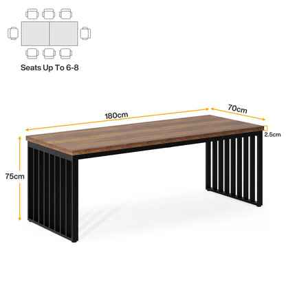 Table de salle à manger Michel — bois, métal, style industriel, rectangulaire