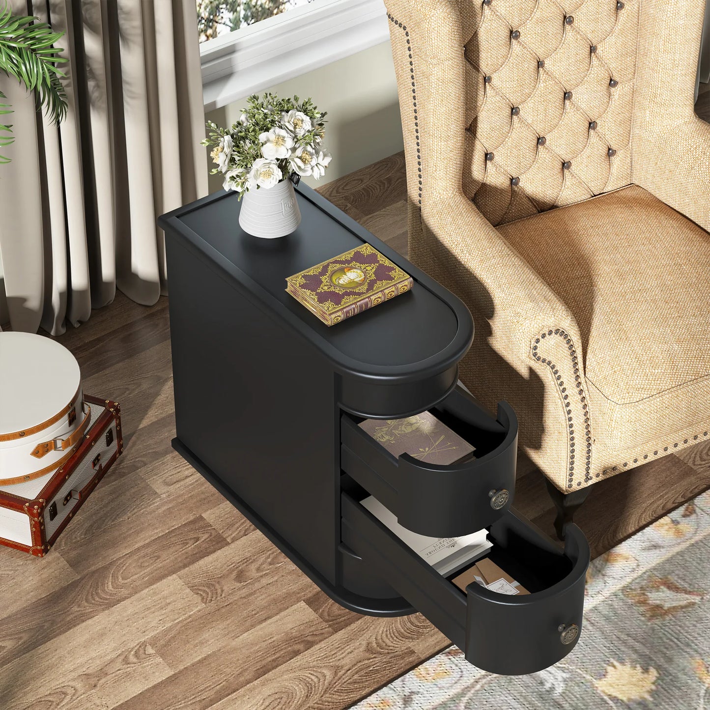 Table d'appoint Manon — bois massif, ronde