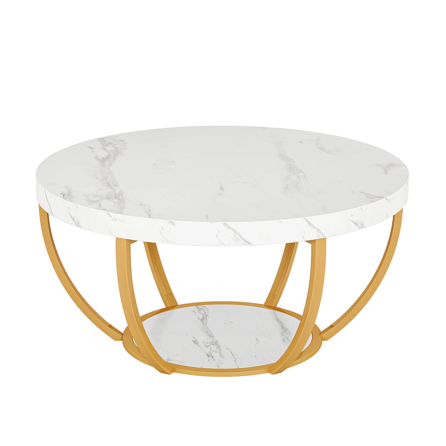 Table basse Marc — bois, style industriel, rangement intégré, 2 niveaux