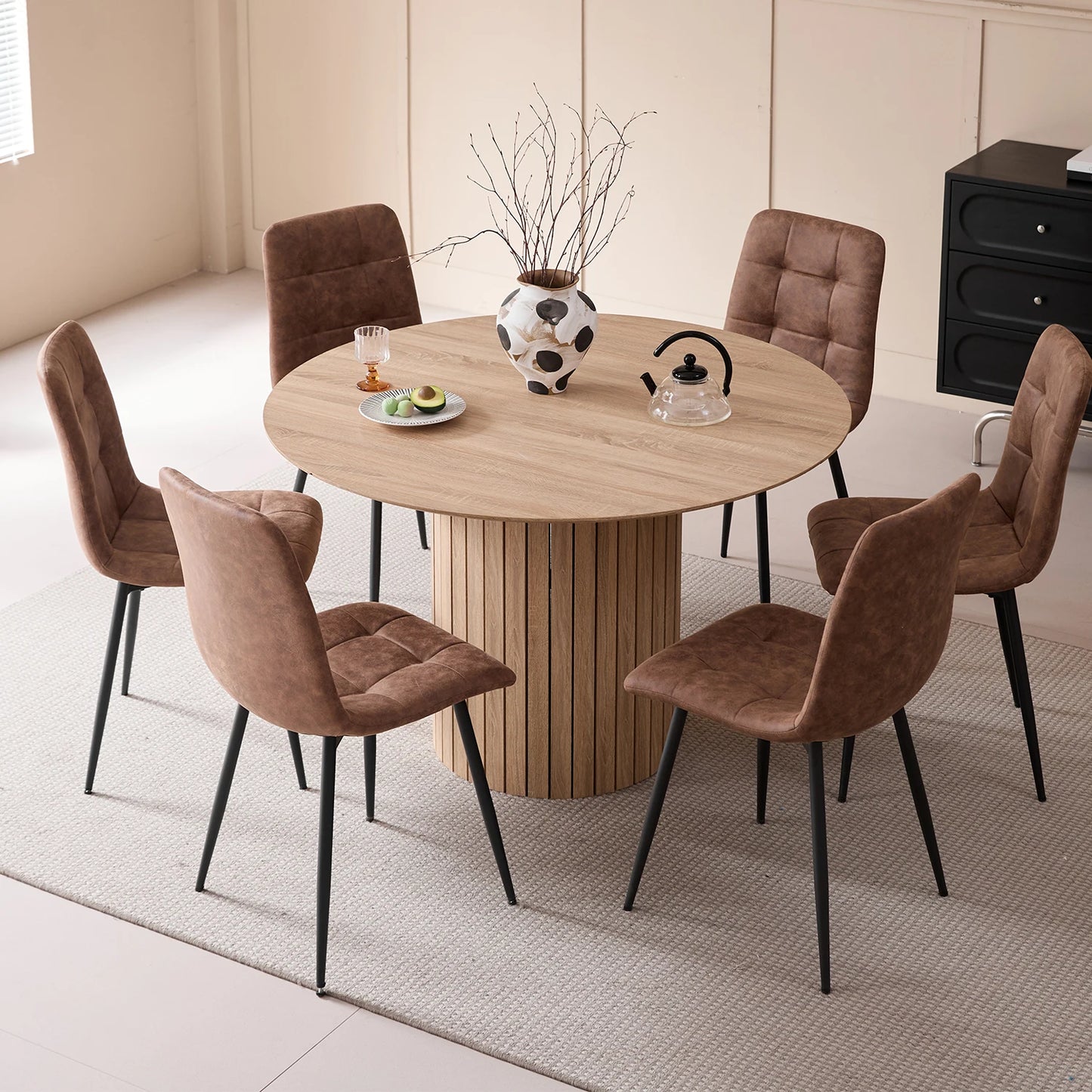 Table de salle à manger Rodolphe — bois, style nordique, ronde