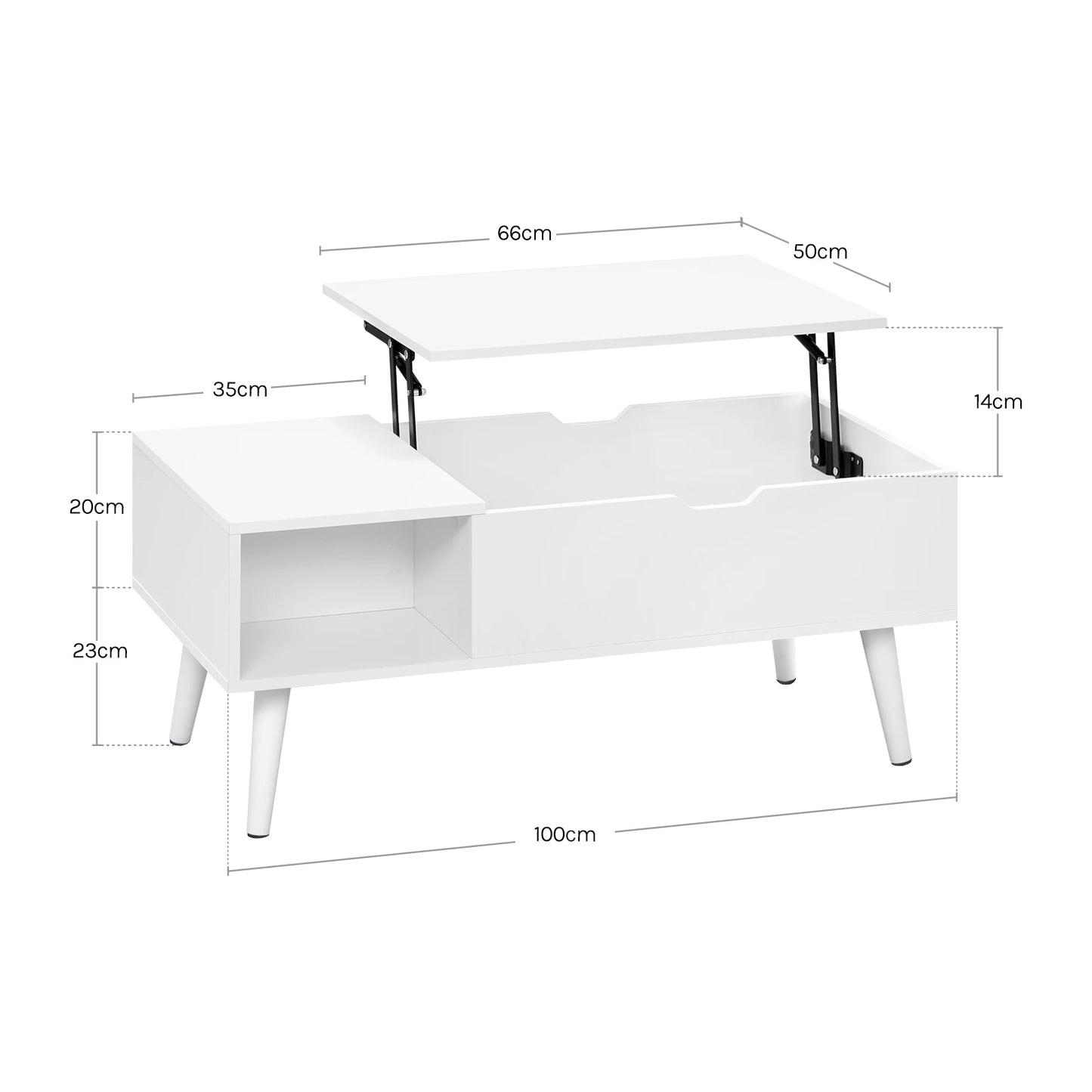 WOLTU Height-Adjustable Coffee Table Living Room Coffee Table with Hidden Storage Lifting Board Folding Table for Side and Sofa