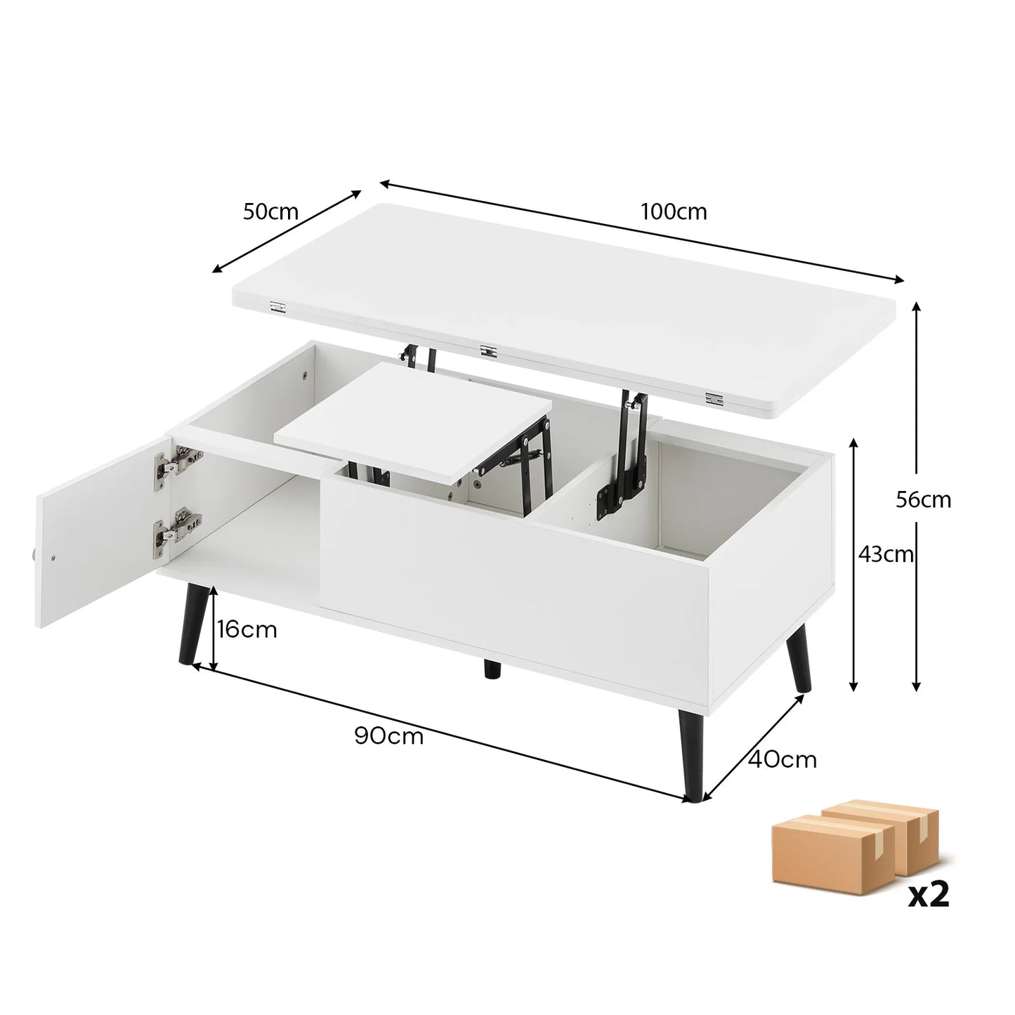 Convertible Coffee Table with Lifting Top, Retractable Living Room Table, Wooden Sofa Side Table with Hidden Storage Space