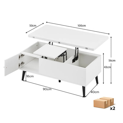 Convertible Coffee Table with Lifting Top, Retractable Living Room Table, Wooden Sofa Side Table with Hidden Storage Space