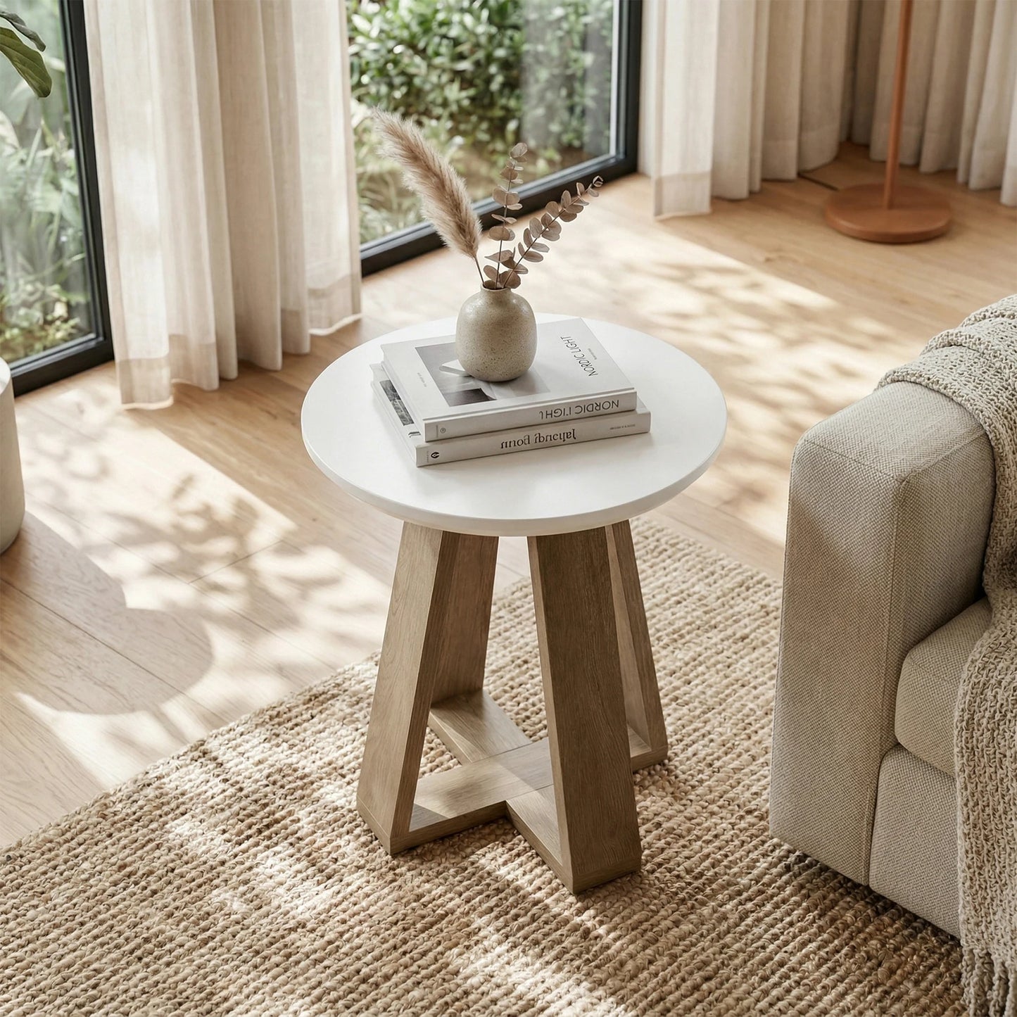 Table d'appoint Bertrand — finition blanche, design contemporain, ronde
