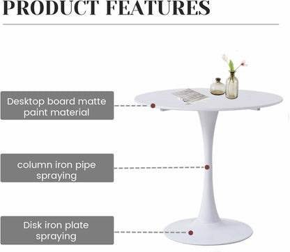 Table de salle à manger Arthur — finition blanche, design contemporain, ronde