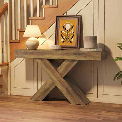 Console Rémi — finition marron, style rustique