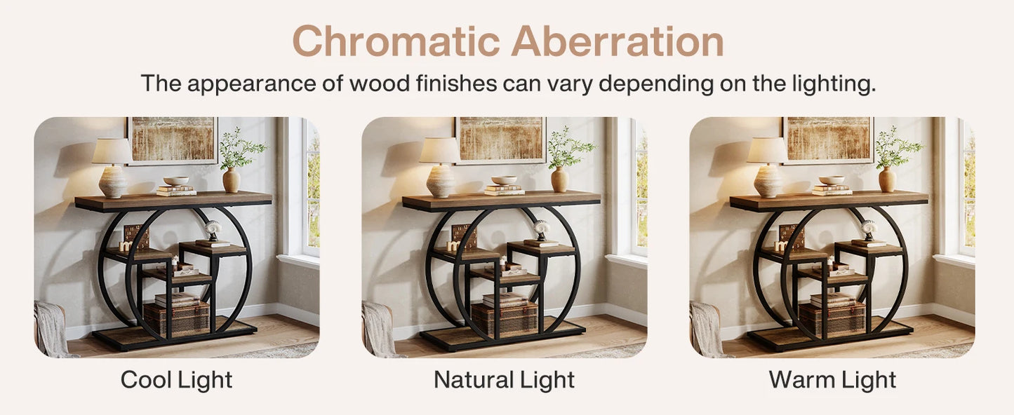Table d'appoint Nathalie — bois, métal, style industriel, rangement intégré
