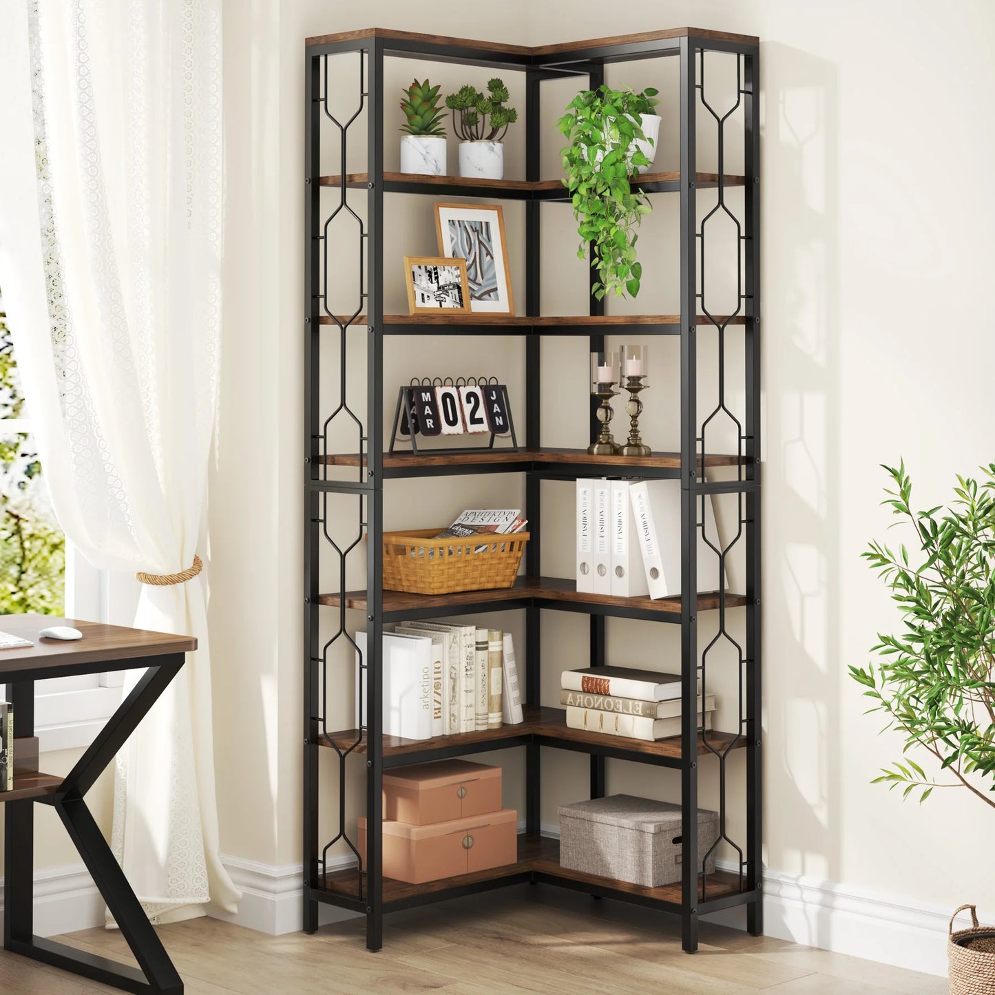 Bibliothèque Hadrien — métal, design contemporain, rangement intégré, 7 niveaux