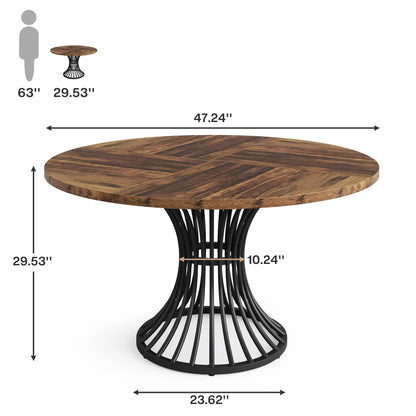 Table de salle à manger Yolande — métal, style industriel, ronde