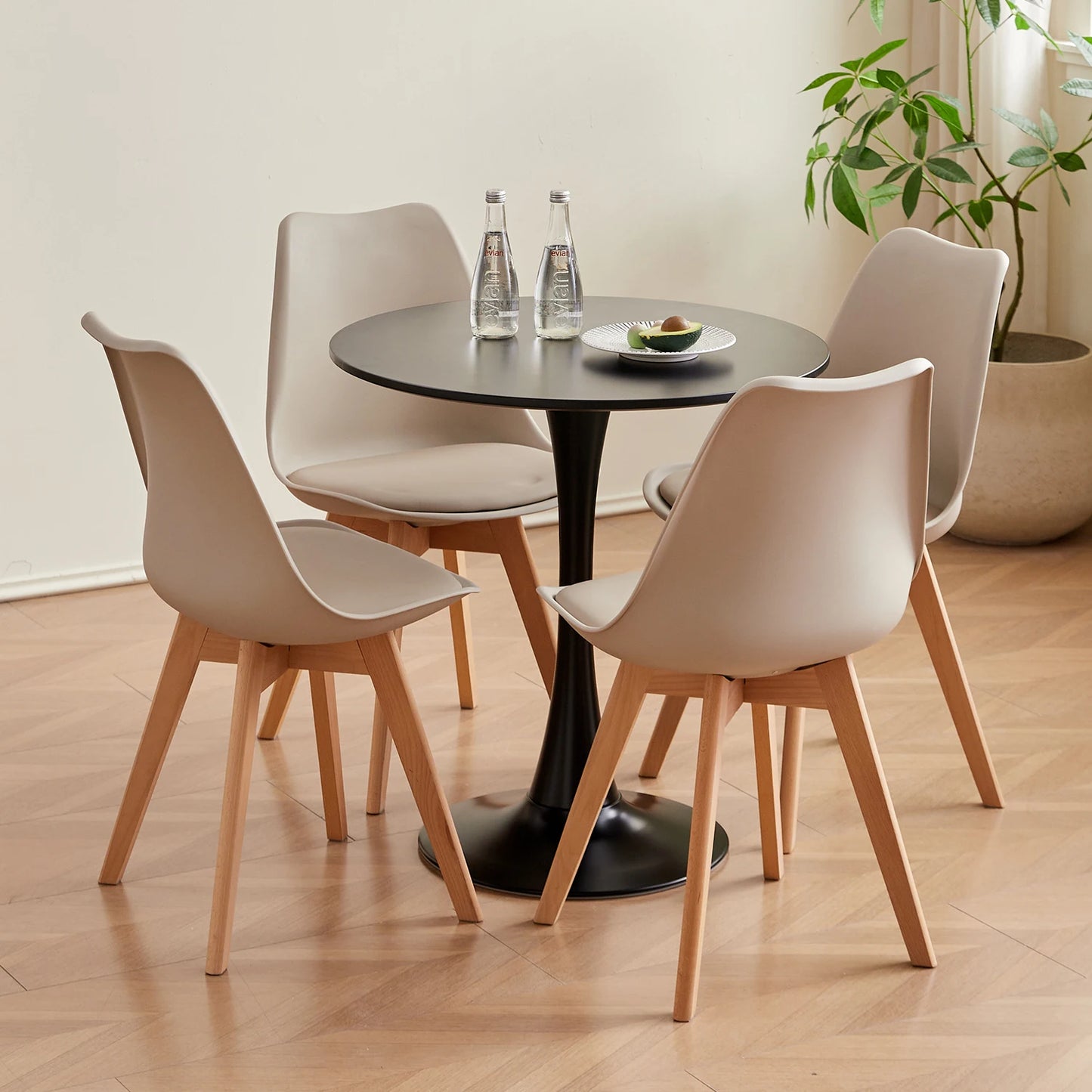 Table de salle à manger Claude — finition blanche, design contemporain, ronde