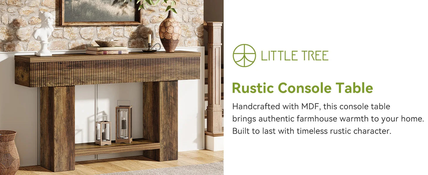 Console Ophélie — bois, style rustique, rangement intégré, 2 niveaux