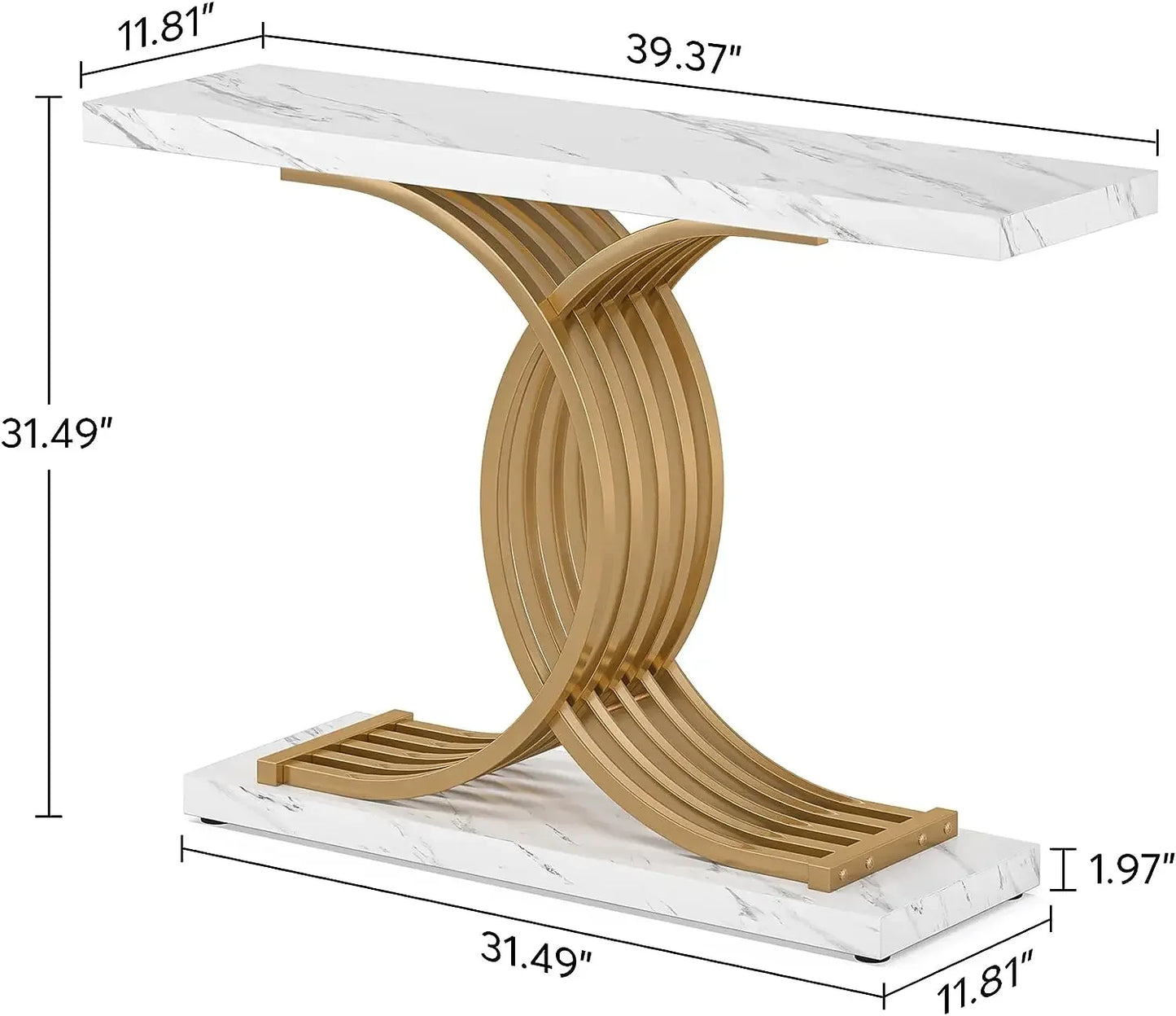 Console Axel — finition dorée, bois, marbre, métal
