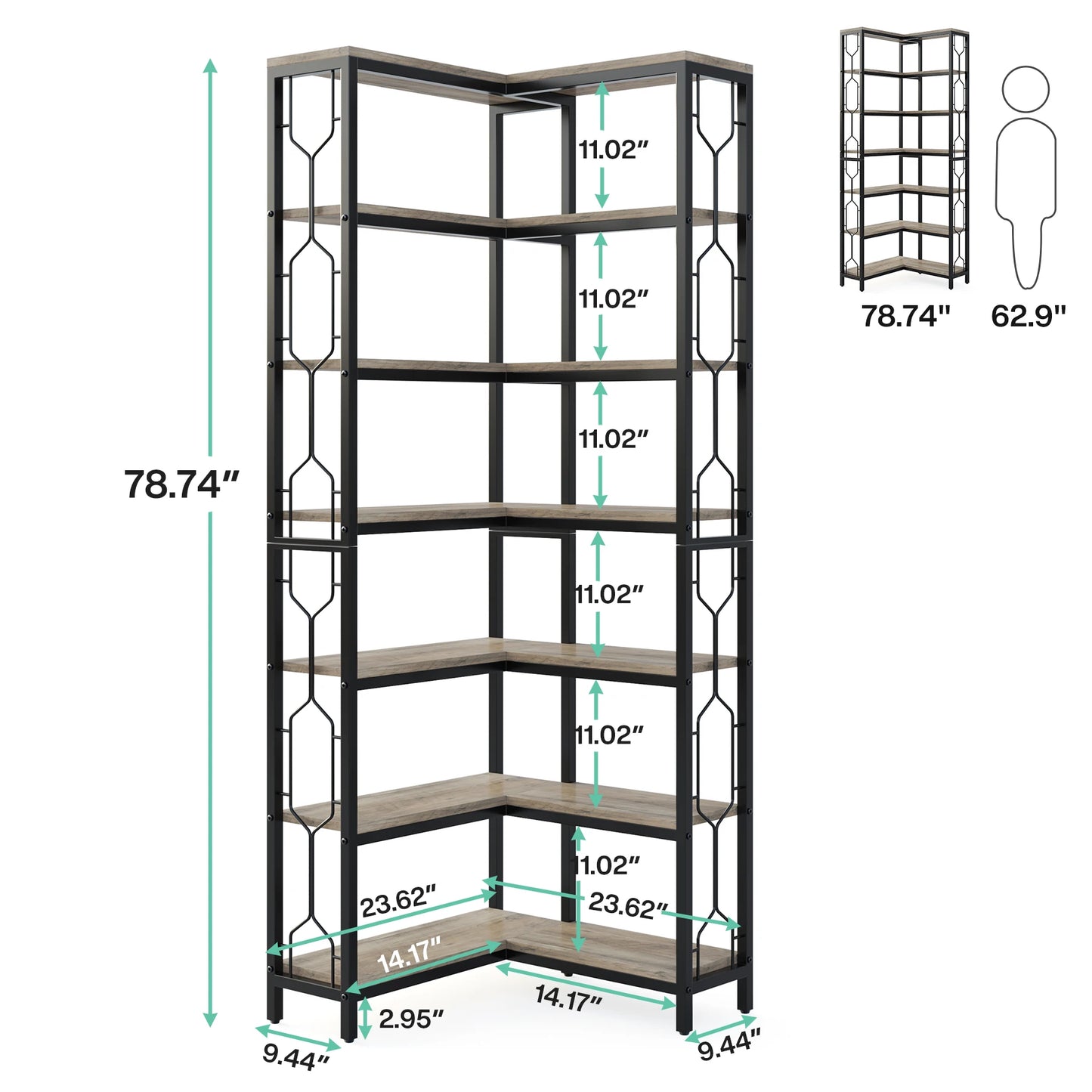 Bibliothèque Hadrien — métal, design contemporain, rangement intégré, 7 niveaux